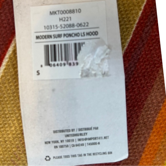 NWT Hurley Men's "Surf Poncho" Baja Striped Hoodie - Size S - Picture 6 of 11